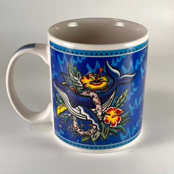 Vtg Hilo Hattie Hawaii Whale Hibiscus Ceramic Coffee Tea Cup Mug Souvenir - Picture 5 of 14
